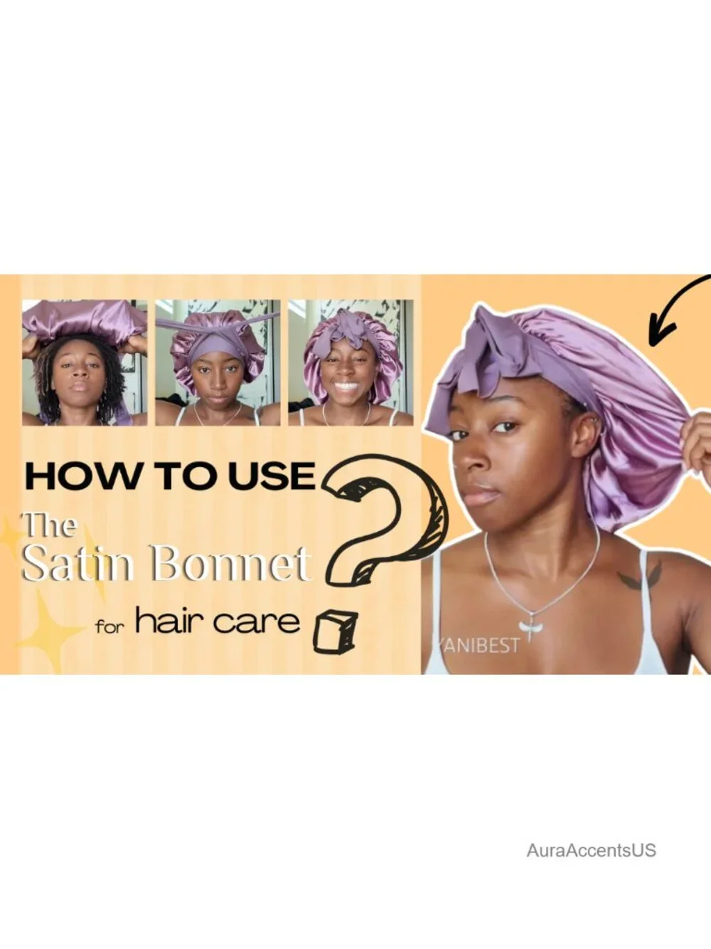Silk Bonnet for Sleeping Double Layer Satin Hair Wrap Adjustable